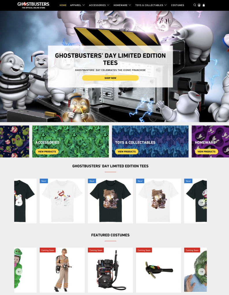Ghostbusters online store Event Merchandising
